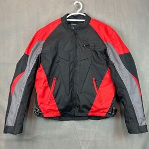 Xelement Motorcycle Jacket Nylon Black and Red PADDED Racing Men's Size Large
